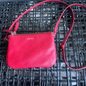 Nine West Vintage Red Leather Crossbody Bag Tomato Girl Purse Shoulder Bag